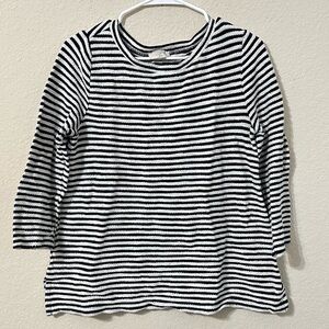 Loft Top Black White Striped Long Sleeve Knit Shirt Soft Trendy Classic